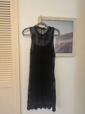 Size Small Bleuh Ciel Black Dress with Black Lace Overlay